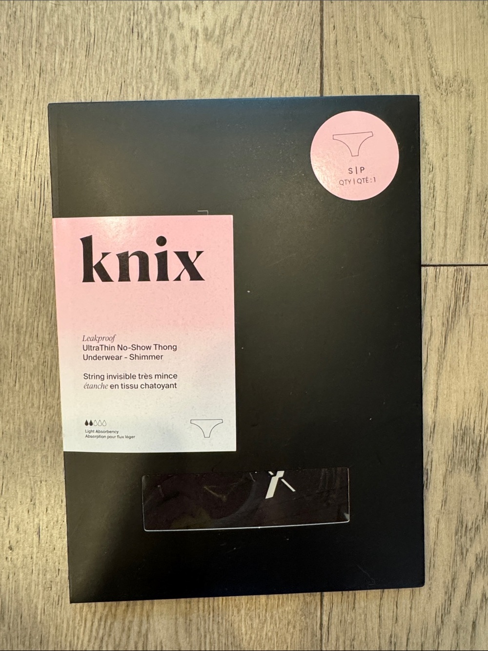 NWT knix Black Thong - Light Absorbancy